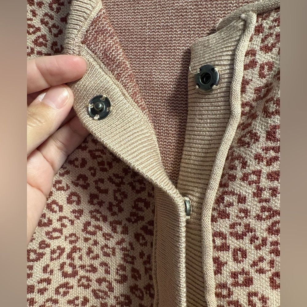 Women's Leopard‎ Print Button Cardigan FP Style Cozy Boho Jacket Large - Picture 4 of 5